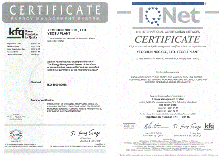 Energy management system certificate